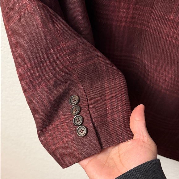 Brunello Cucinelli Dark Red Plaid Blazer - Picture 6 of 16